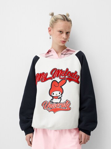 Bershka Mikina – bílá: přední strana