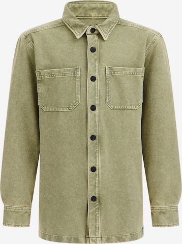 WE Fashion Regular fit Button up shirt in Green: front