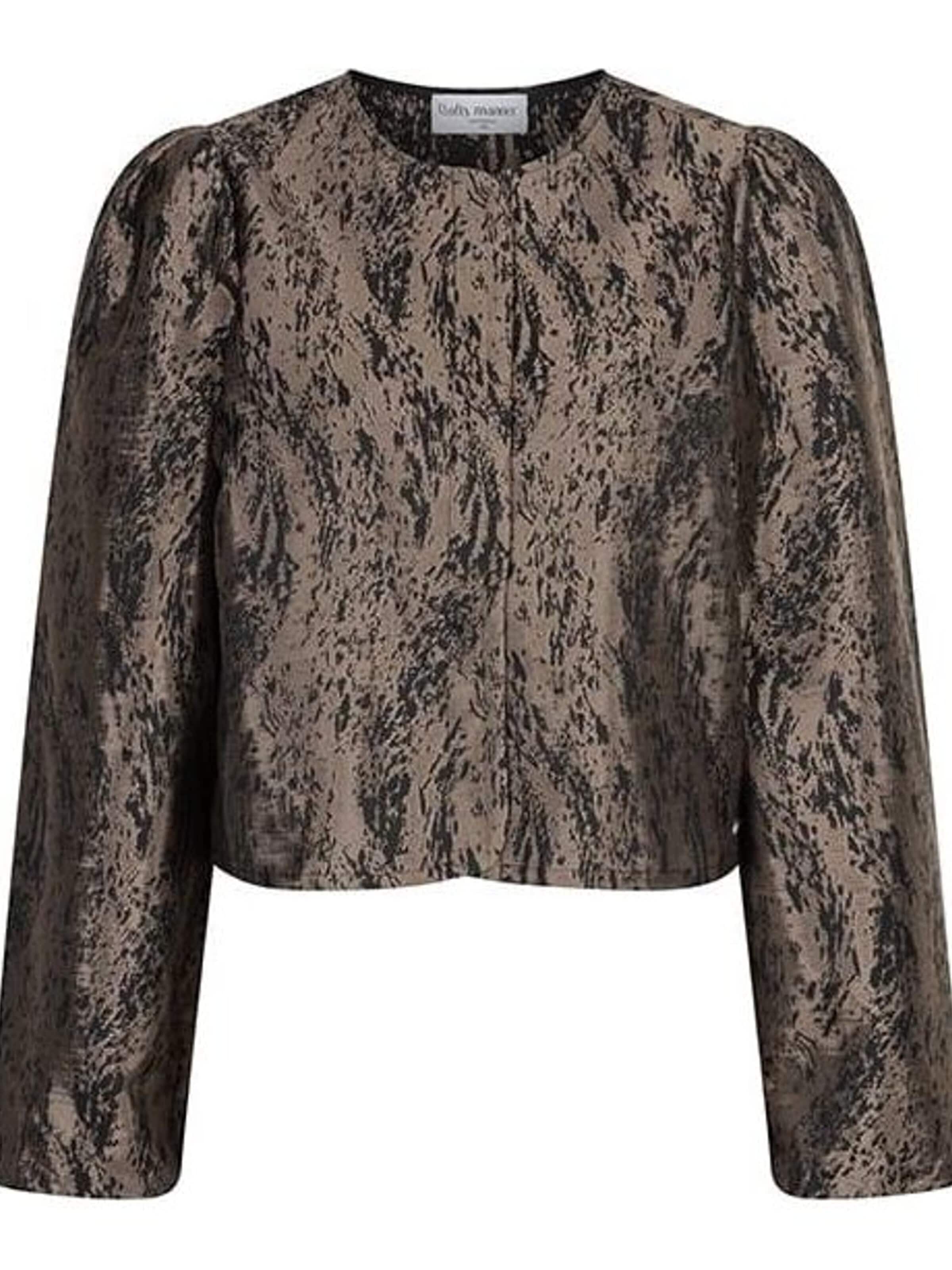 LOFTY MANNER Blouse 'RJ04 - Blouse Hedda - Jacquard' in Bruin: voorkant