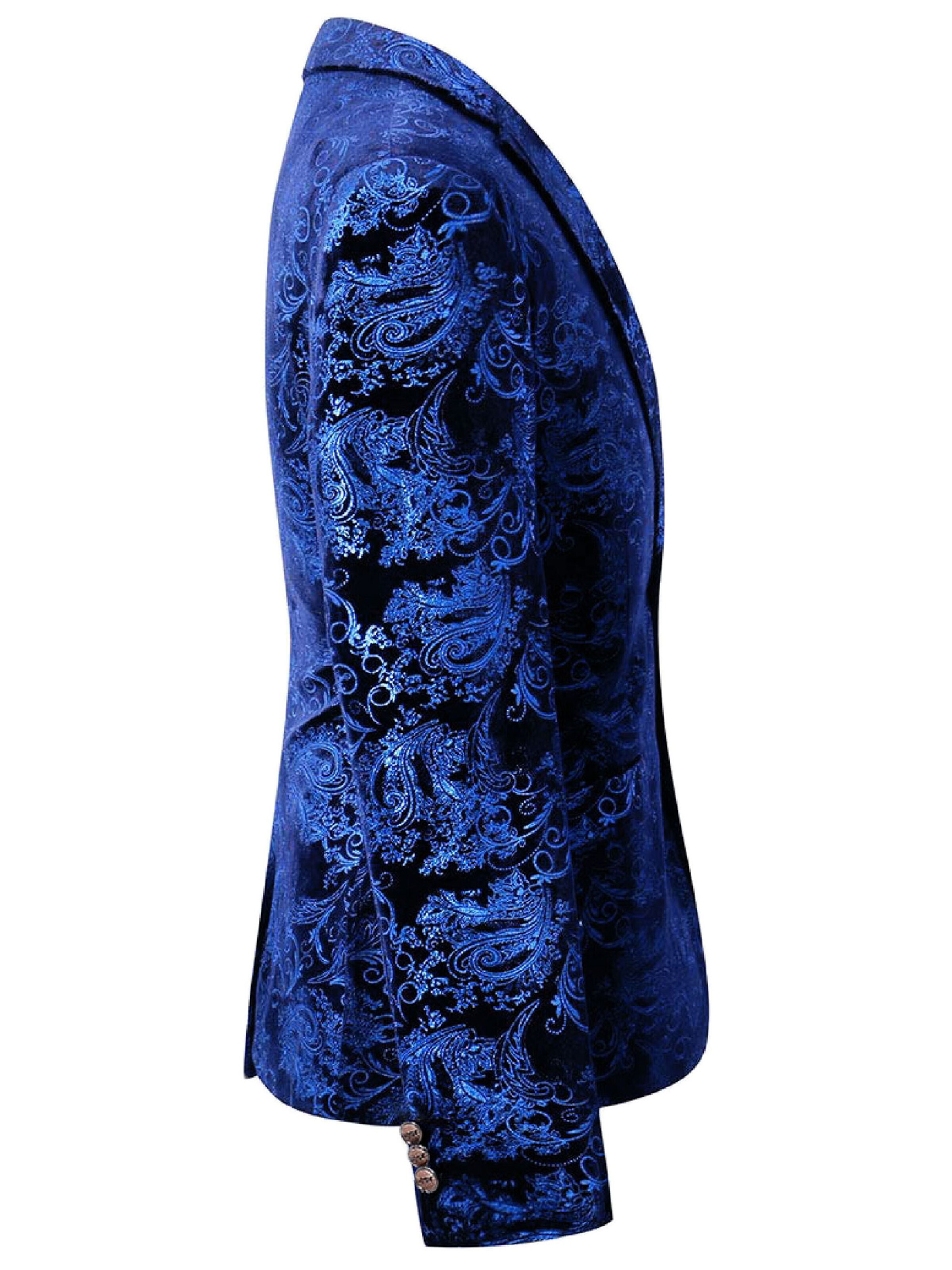 YOUTHUP Slim fit Suit Jacket 'Goldglanz' in Blue
