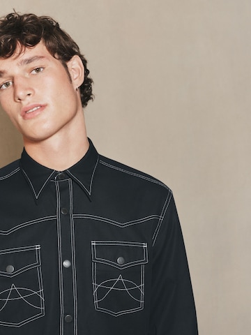 Next Regular fit Button Up Shirt in Black