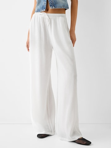 Wide Leg Pantalon Bershka en blanc