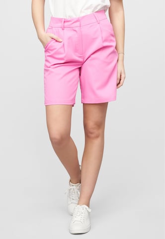 VILA Loosefit Kalhoty se sklady v pase – pink: přední strana