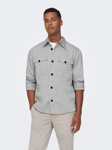 Only & Sons Comfort fit Button Up Shirt 'Milo' in Grey: front