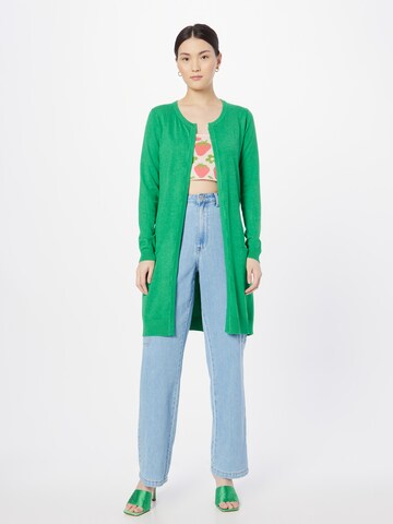 PULZ Jeans سترة مُحاكة 'SARA' بلون أخضر: الأمام