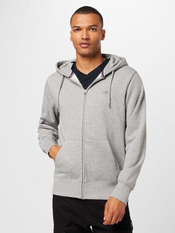 GANT Zip-Up Hoodie in Grey: front