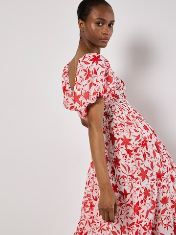 Apricot Sarasa Floral Tiered Midi Dress ' ' in Beige