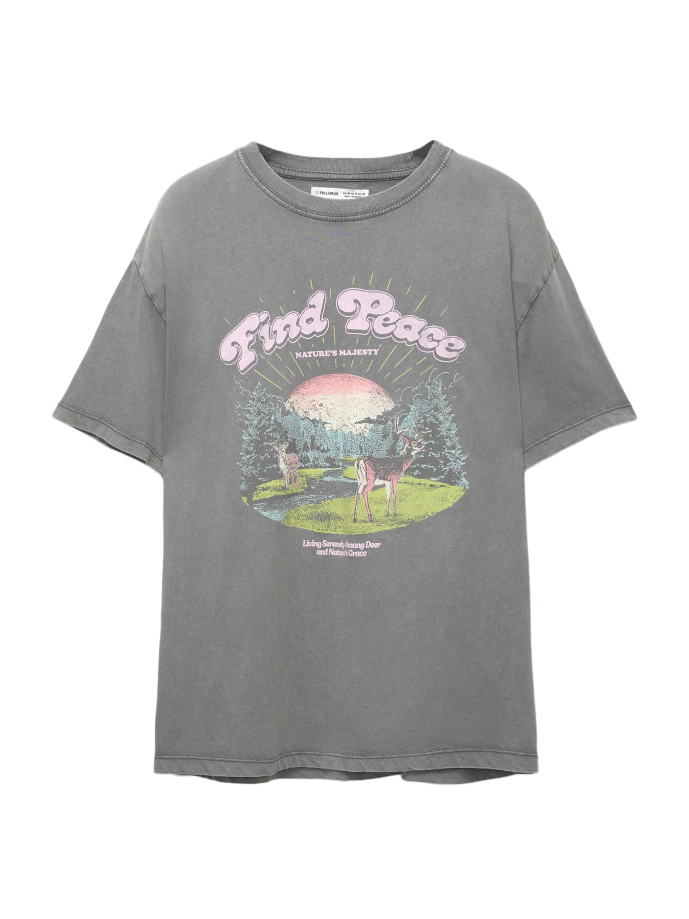 Tricou de la Pull&Bear pe gri: față