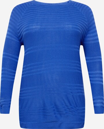 ONLY Carmakoma Sweater 'NEWAIRPLAIN' in Blue: front