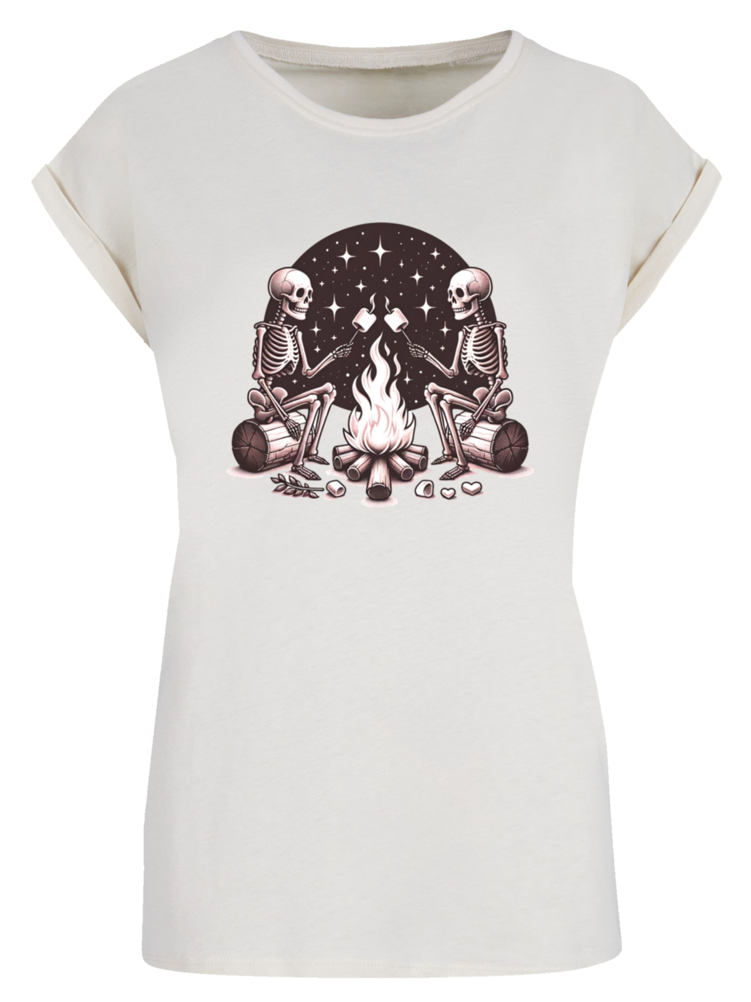 F4NT4STIC Shirt 'Skelette Lagerfeuer Marshmallow' in Beige: front