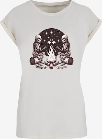 F4NT4STIC T-Shirt 'Skelette Lagerfeuer Marshmallow' in Beige: Vorderseite