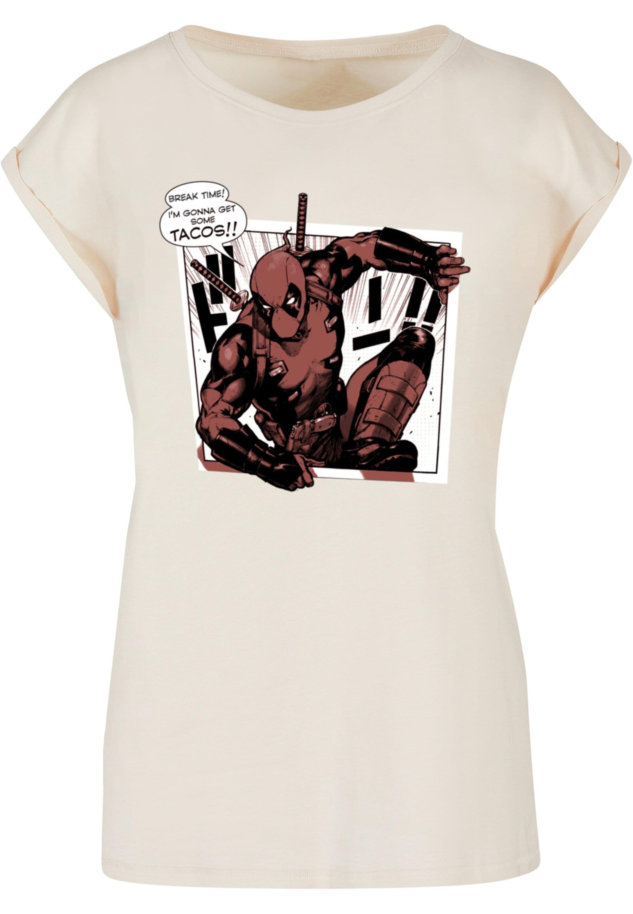 ABSOLUTE CULT Shirt 'Deadpool - Tacos Breaktime' in Beige: Vorderseite
