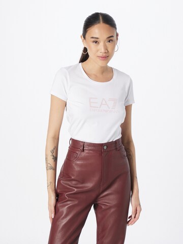 T-shirt EA7 Emporio Armani en blanc : devant