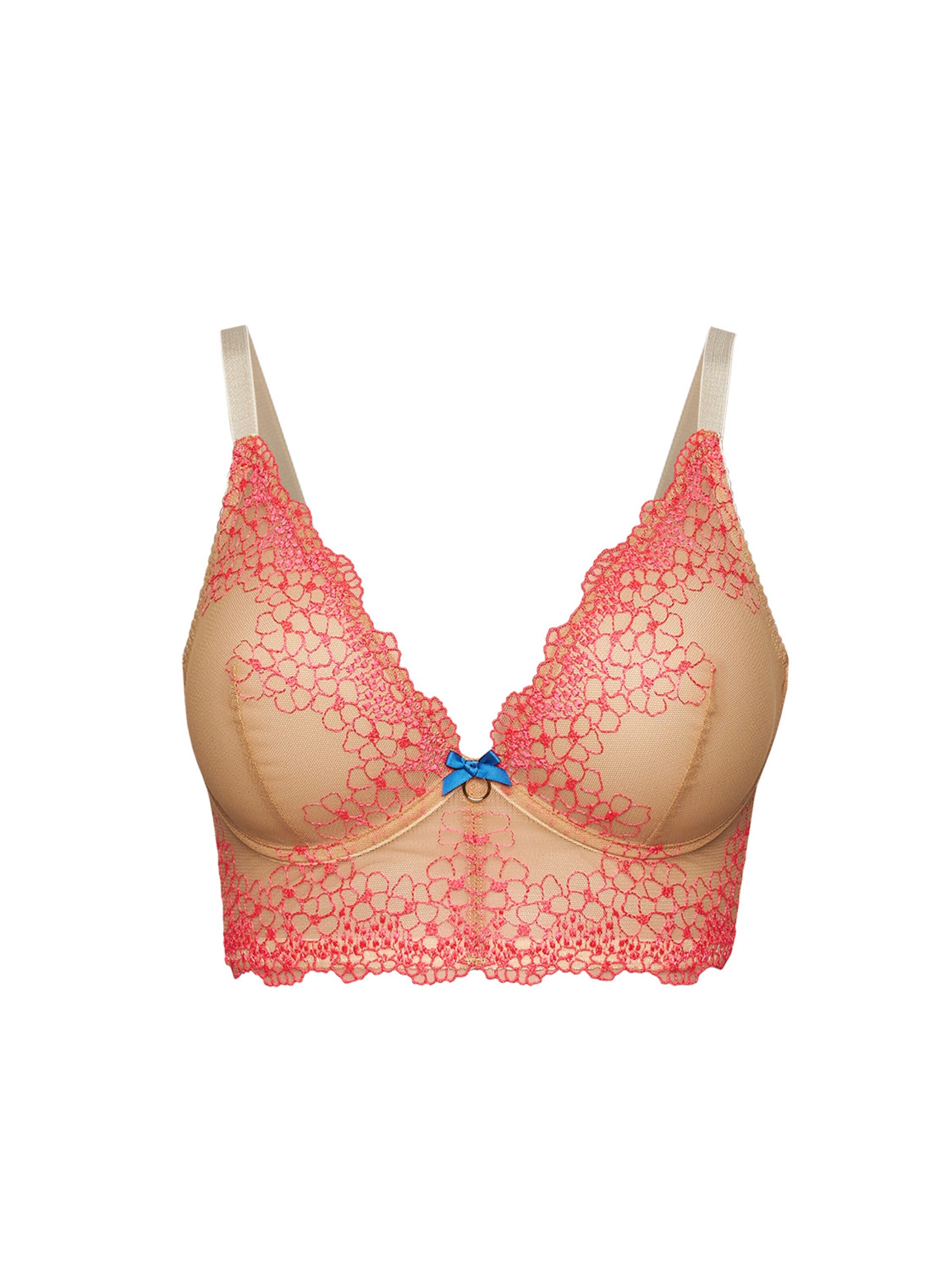 La Muel Lingerie Bra 'longline embroidery' in 65/C in Neon pink, Item view