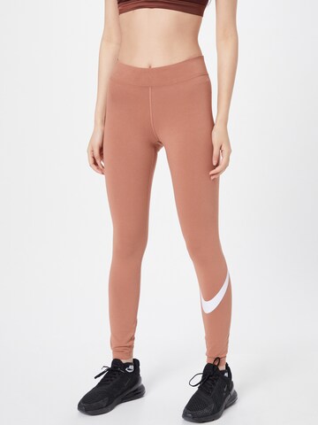 Skinny Leggings 'Essential' di NIKE in marrone: frontale