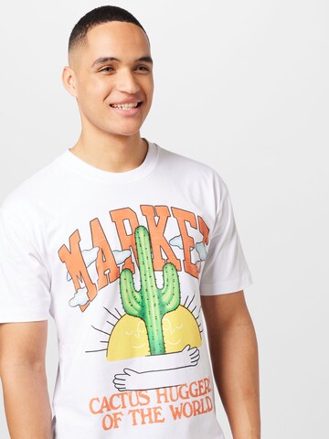 MARKET Тениска 'Cactus Lovers' в бяло