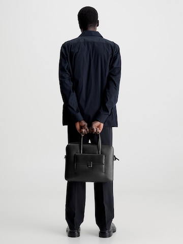Calvin Klein Document Bag 'Iconic Plaque' in Black