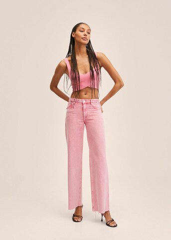 MANGO Wide leg Jeans 'Agnes' in Pink