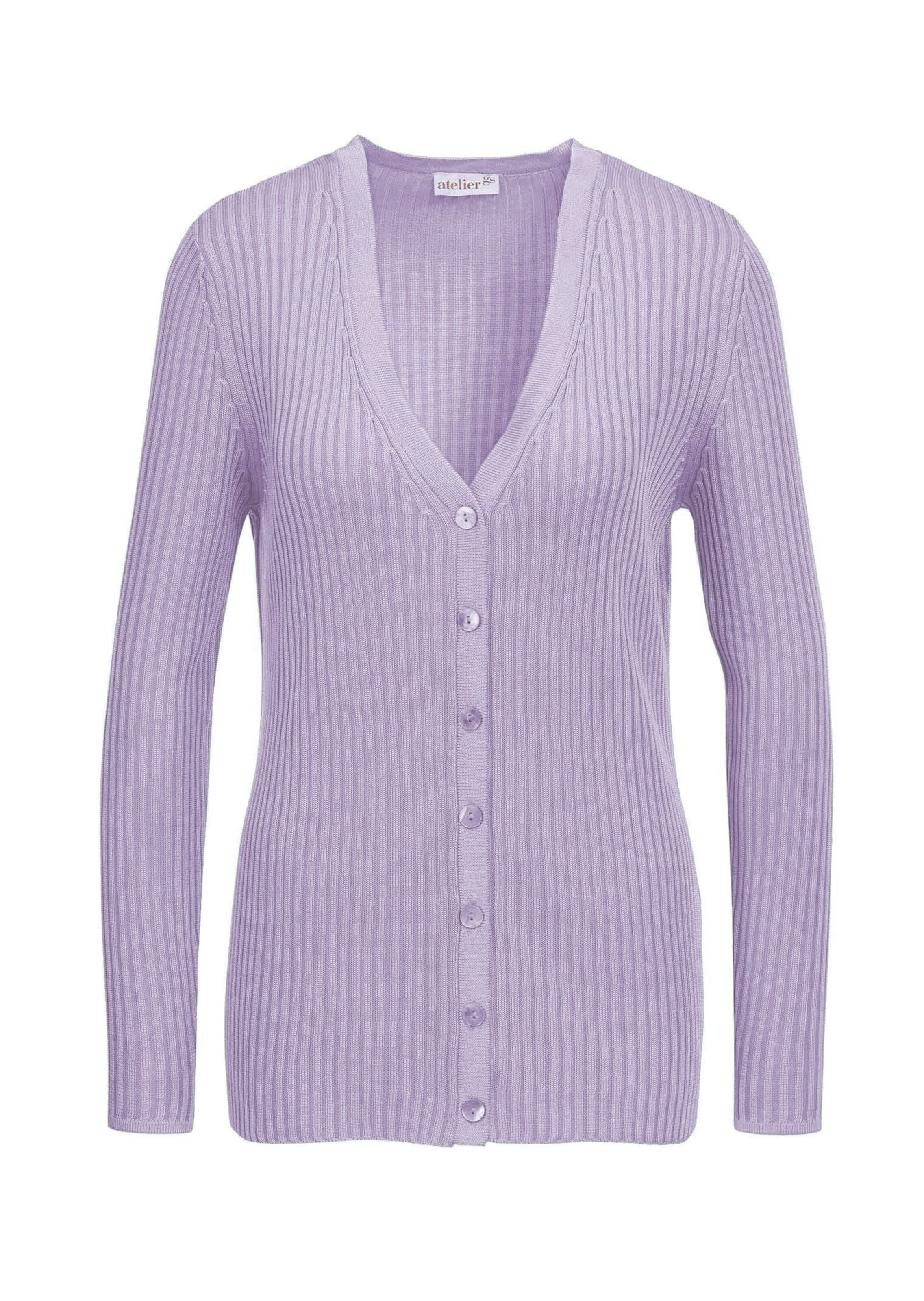 Goldner Strickjacke in Lila: Vorderseite