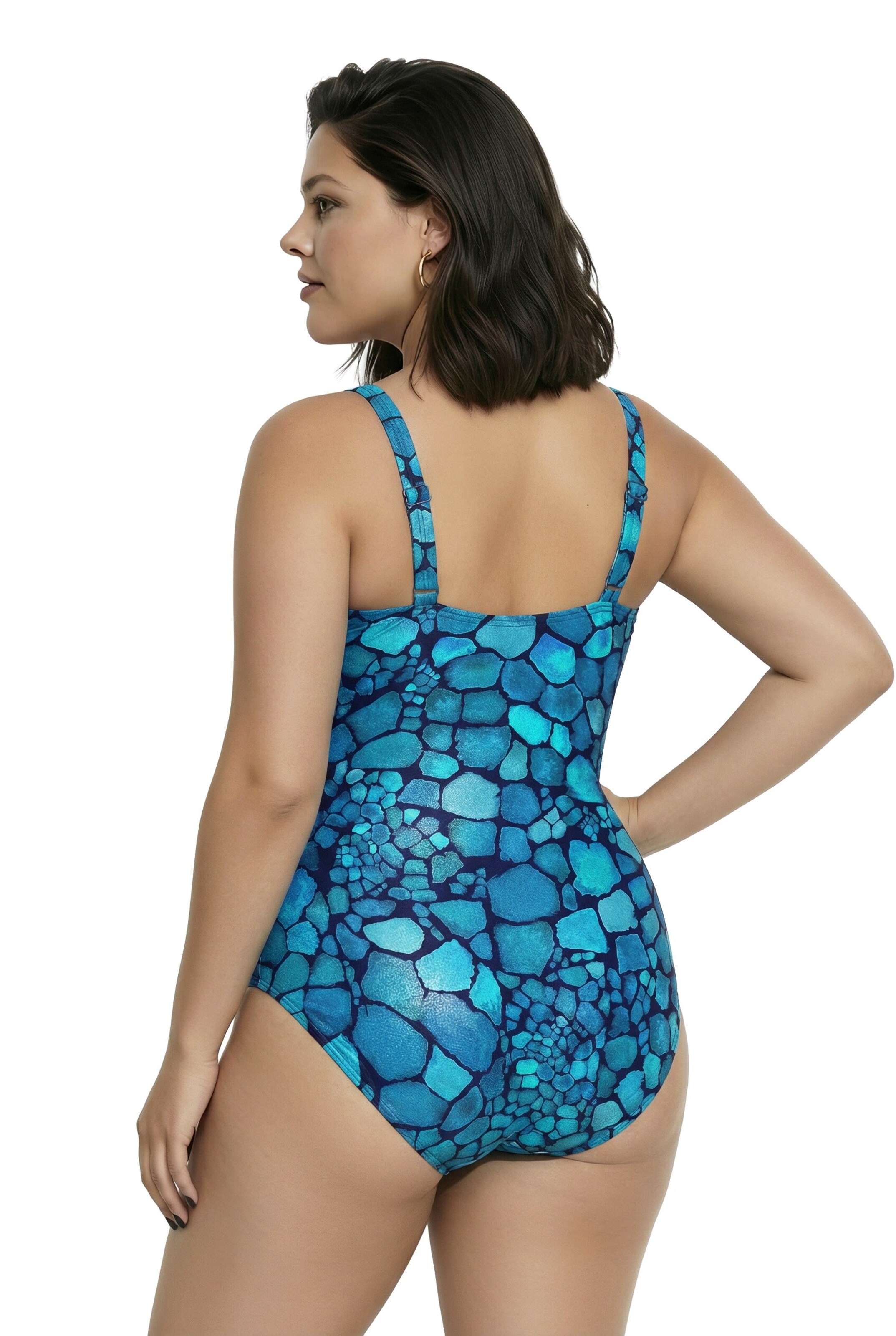 Ulla Popken Bustier Badeanzug in Blau