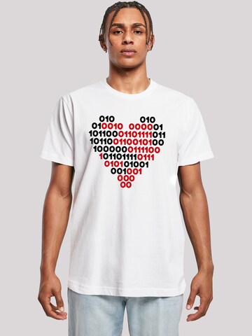 F4NT4STIC Shirt 'I love you 01001001 Binary Code Herz  Valentinstag' in Wit: voorkant