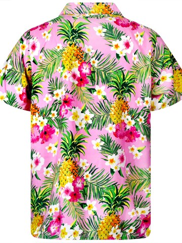 King Kameha Regular Fit Hemd 'Pineapple Flowers' in Pink