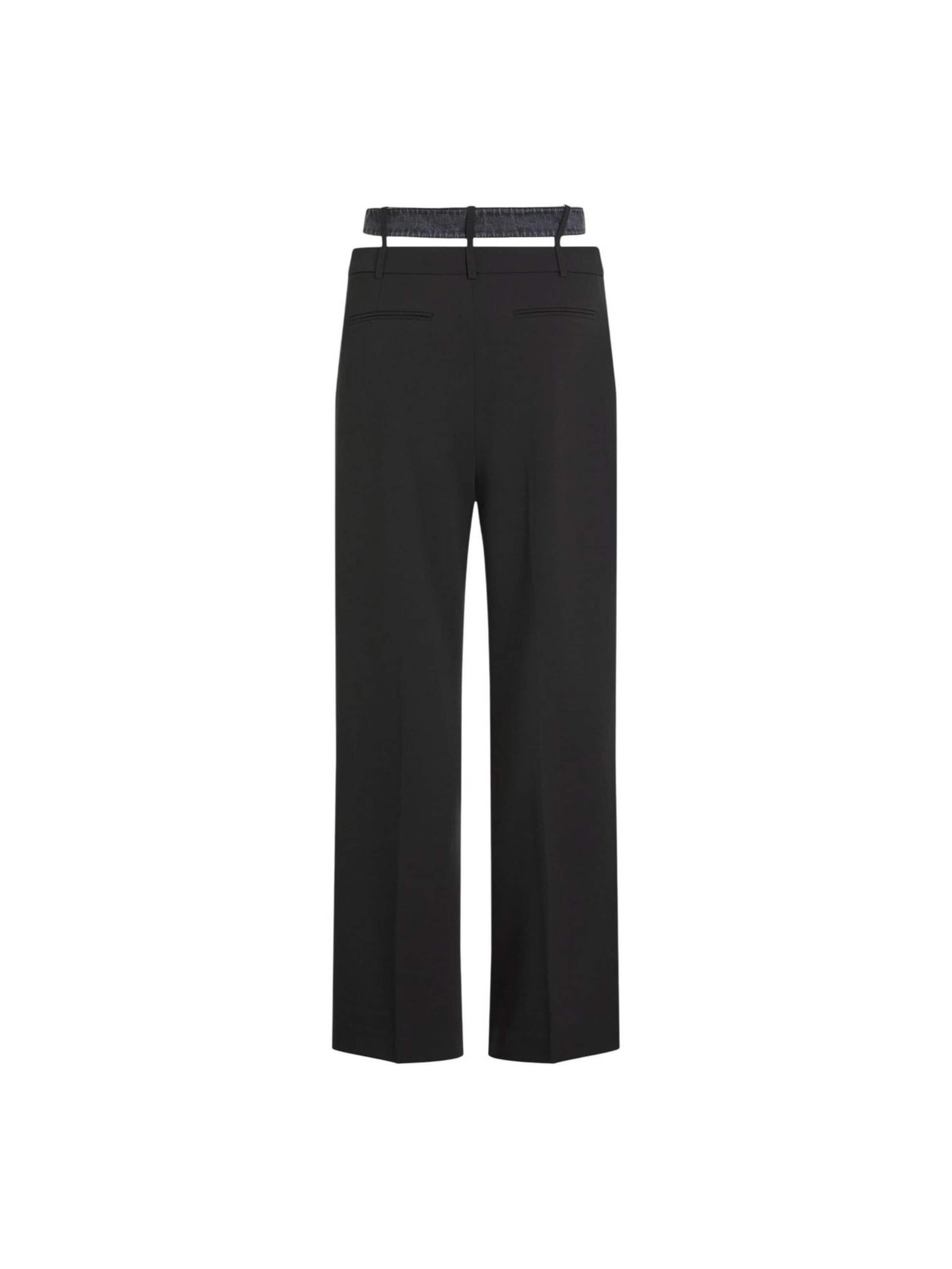 KARL LAGERFELD JEANS Wide leg Broek 'KLJ Mixed Material Pant B1W10085' in Zwart