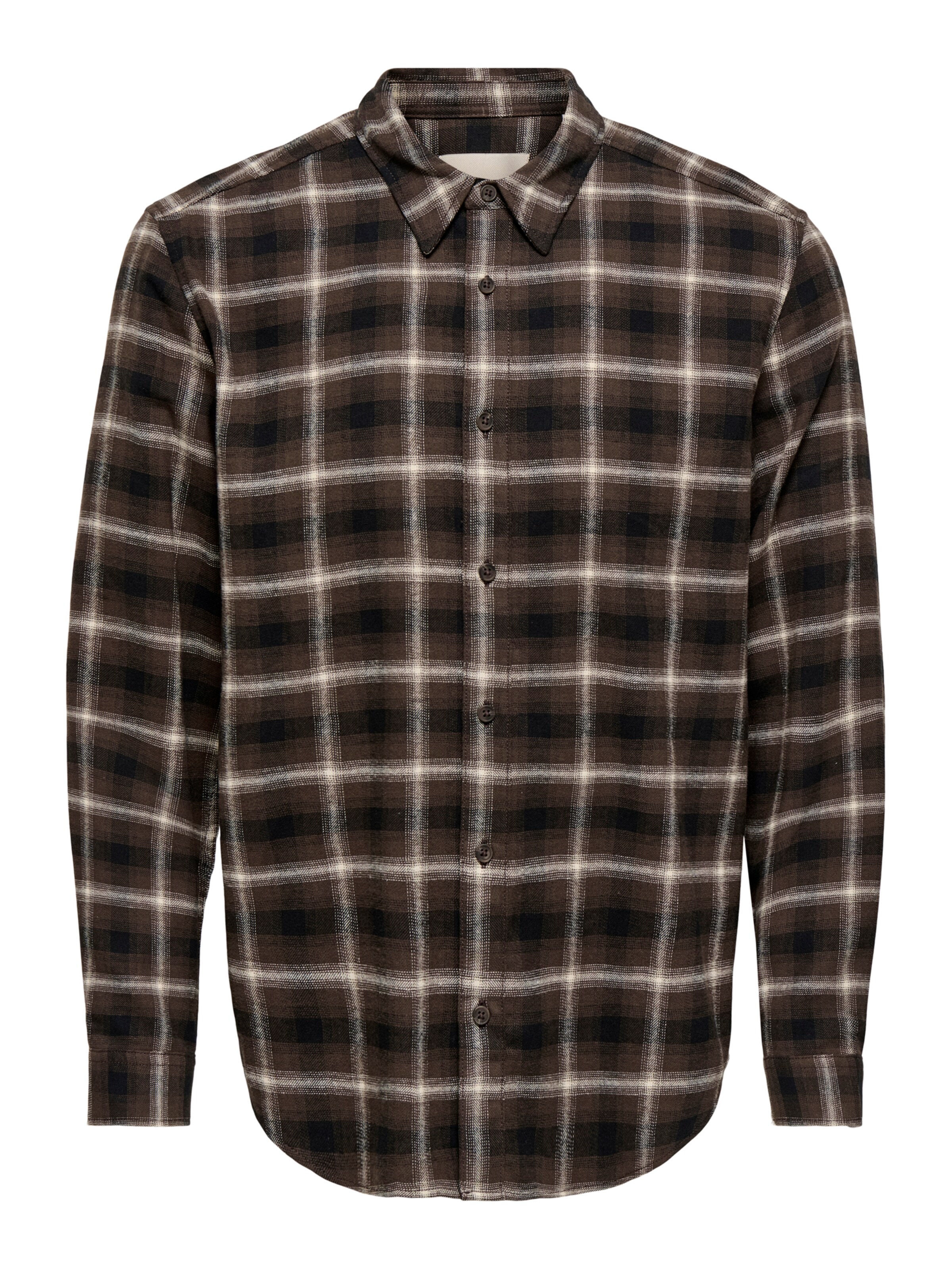 Only & Sons Overhemd 'ONSGUDME' in S in de kleur Crème / Donkerbruin / Zwart, Productweergave