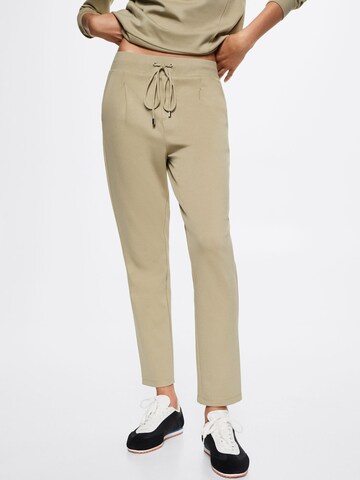 MANGO Regular Pleat-Front Pants 'Florida' in Green: front