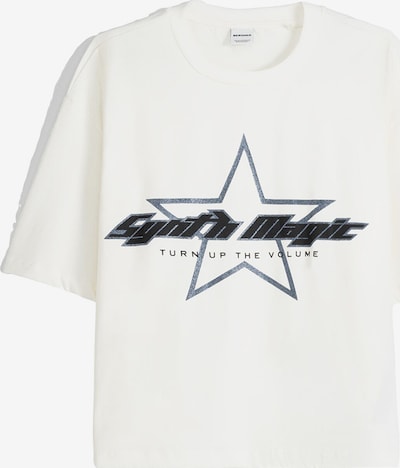 Bershka T-Shirt in schwarz / silber / offwhite, Produktansicht