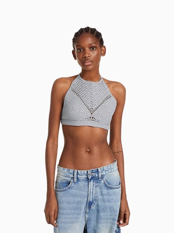 Bershka Knitted Top in Silver: front