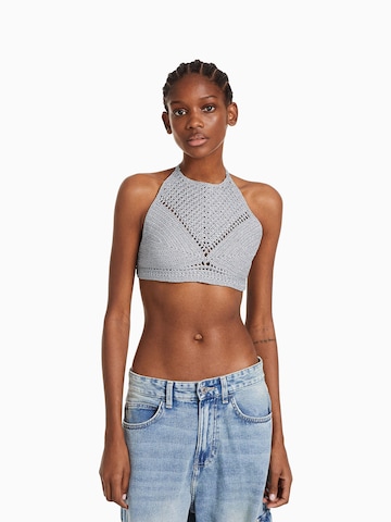 Bershka Knitted top in Silver: front