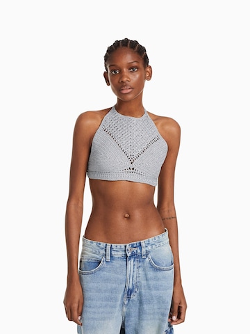 Bershka Knitted Top in Silver: front