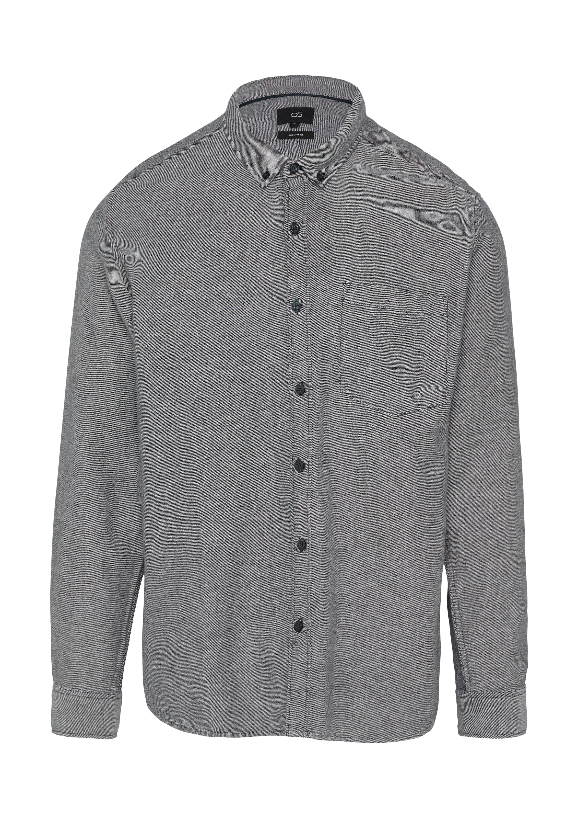 QS Regular Fit Hemd in Grau: Vorderseite