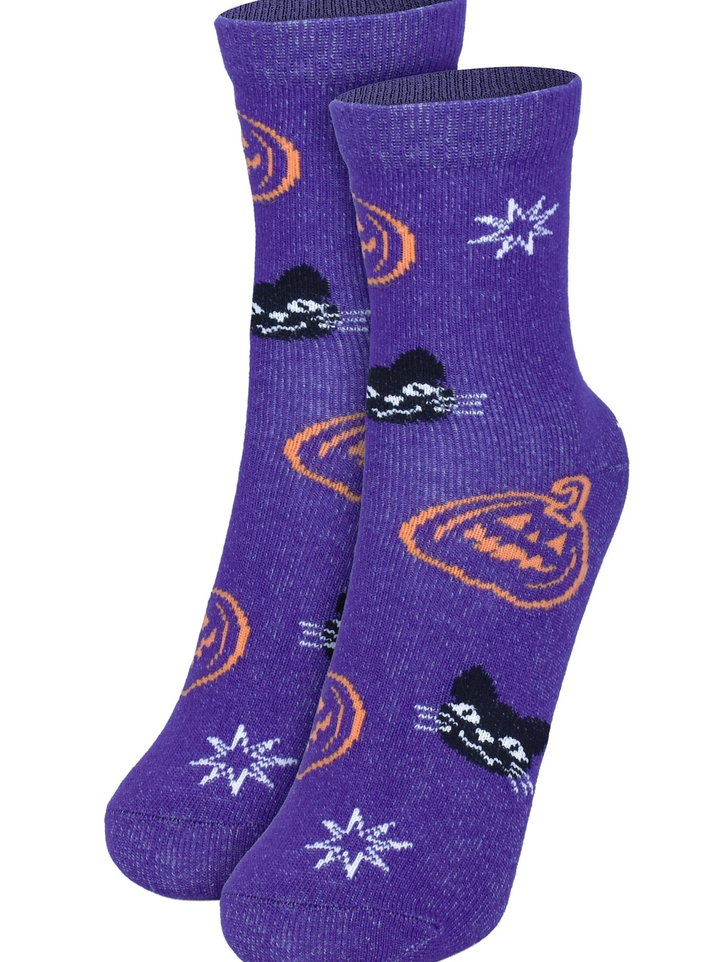 United Labels Socken 'Halloween Kürbis & Katze'‌‌‌‌‌‌ in Lila: Vorderseite