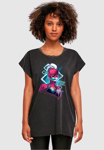 ABSOLUTE CULT T-Shirt 'Captain Marvel - Neon Warrior' in Schwarz: predná strana