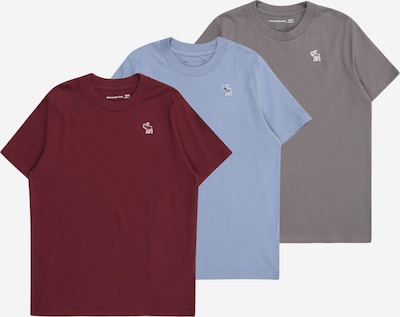 Abercrombie & Fitch Majica u svijetloplava / tamo siva / trešnja crvena / bijela, Pregled proizvoda