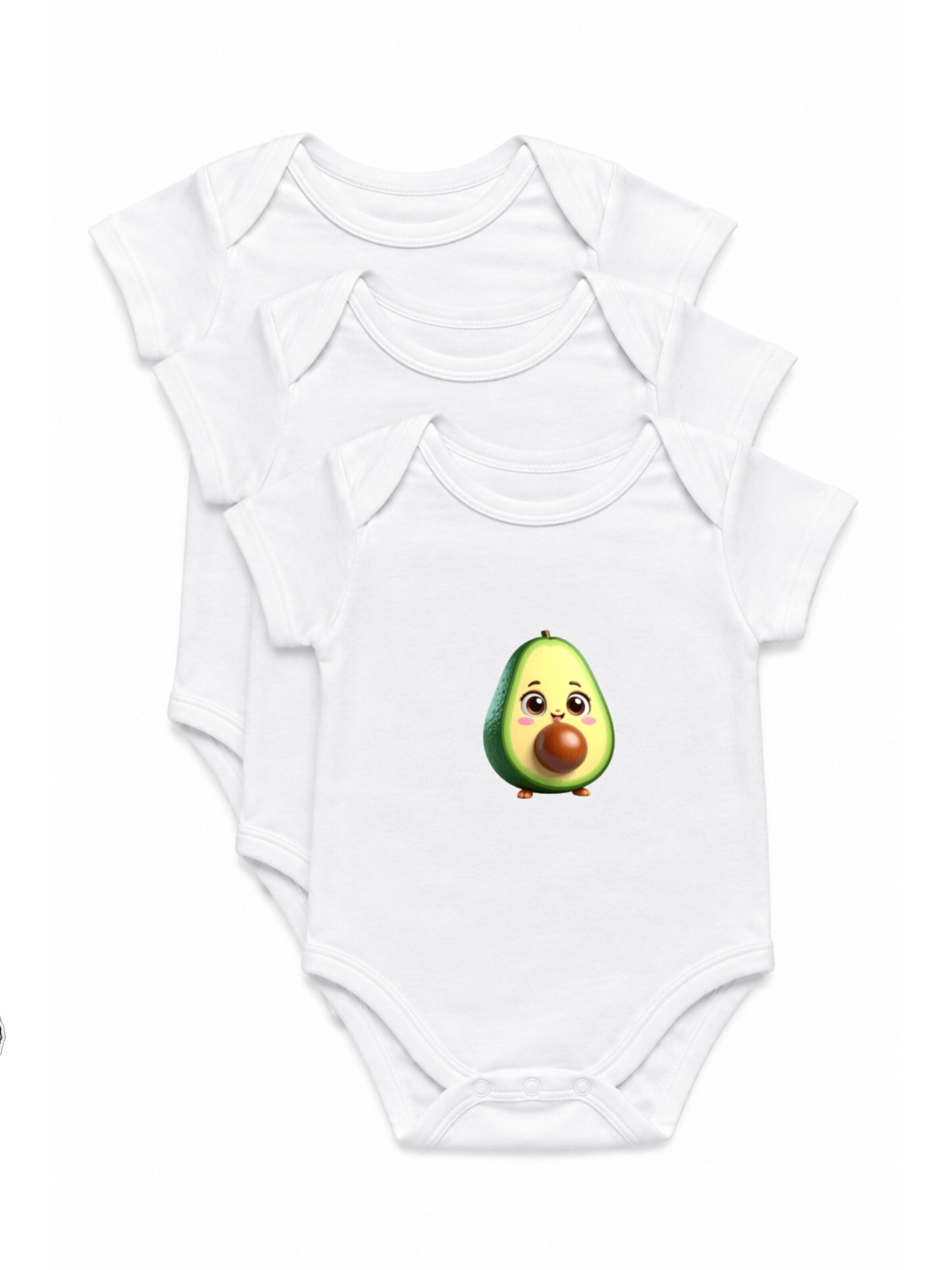 amorubi.com Dupačky/body 'Baby Avocado' – bílá: přední strana
