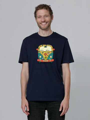 T-Shirt ' Hippies Bus ' Watapparel en bleu : devant