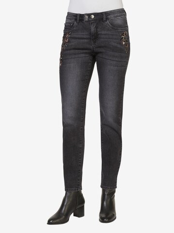 Coupe slim Jean Linea Tesini by heine en noir : devant