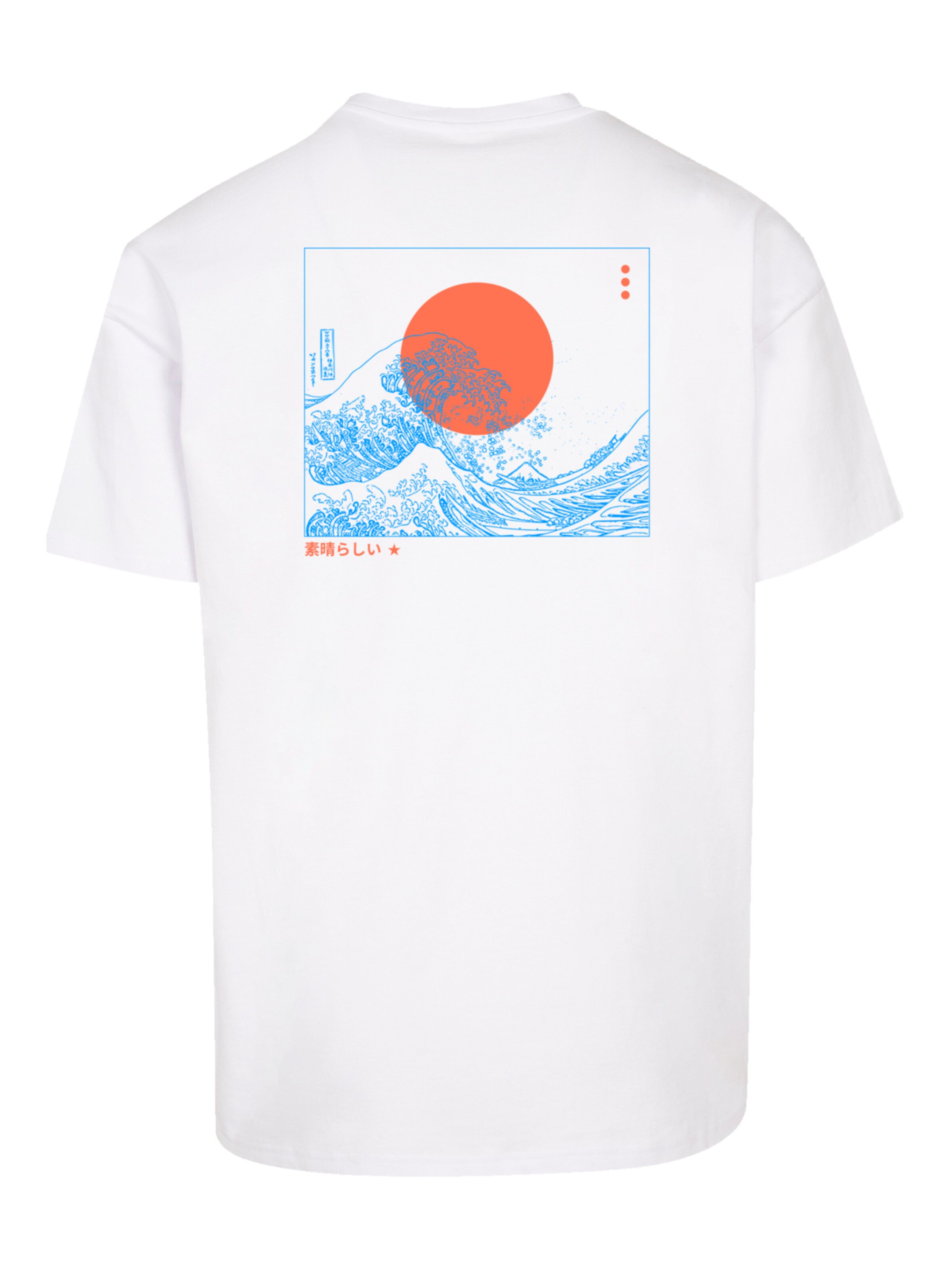 T-Shirt 'Kanagawa Welle Blue' F4NT4STIC en blanc
