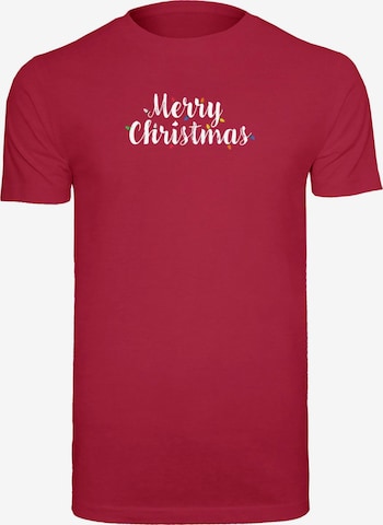 Merchcode Shirt 'Merry Christmas Lights' in Rood: voorkant
