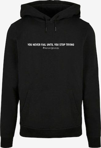 Merchcode Sweatshirt 'Never Give Up' in Zwart: voorkant