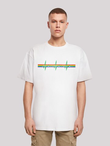 F4NT4STIC Shirt 'Pink Floyd Prisma Heartbeat Rock Band Album DSOTM' in White: front