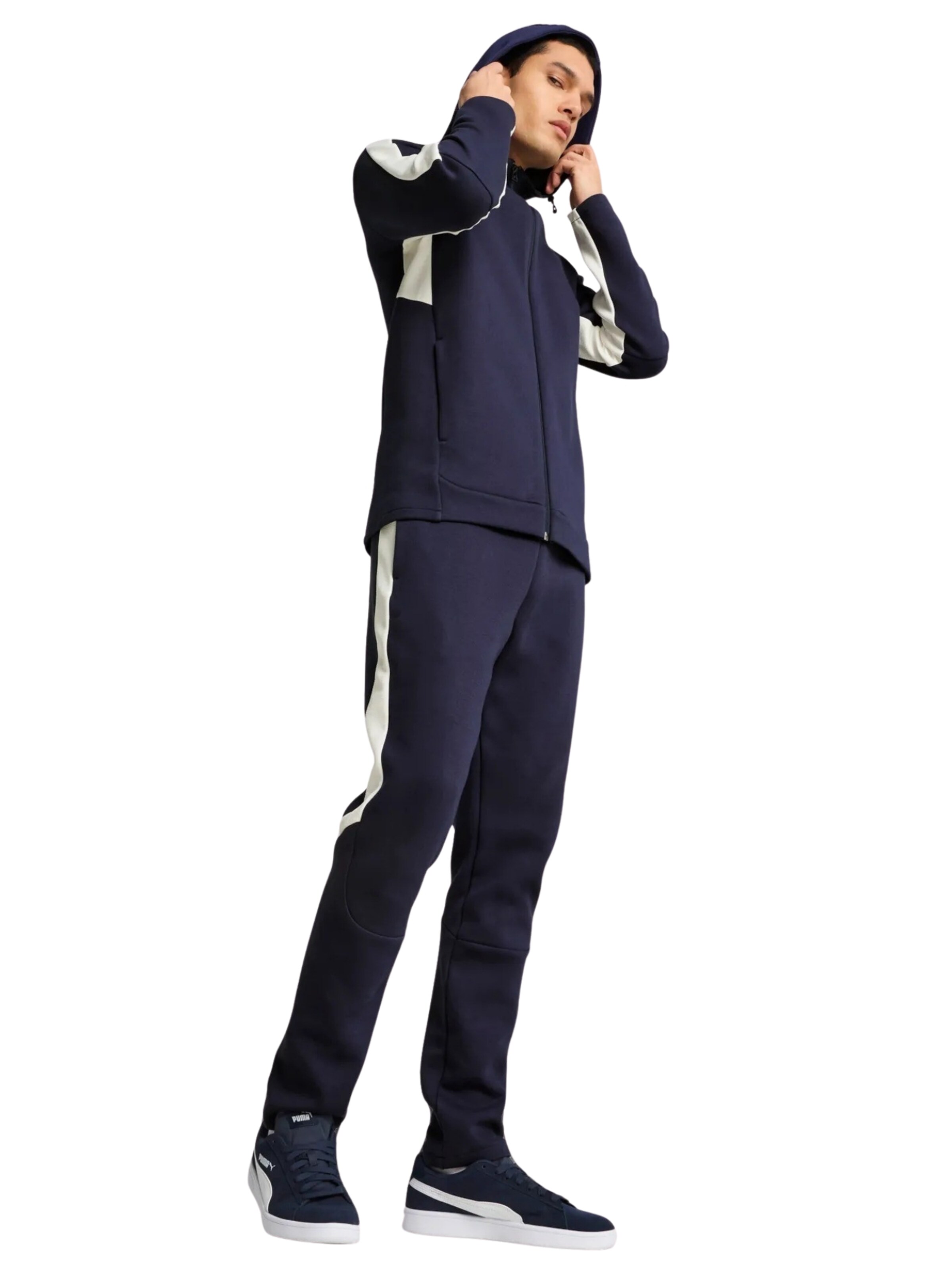 Giacca di felpa sportiva 'teamEVOSTRIPE' di PUMA in blu: frontale