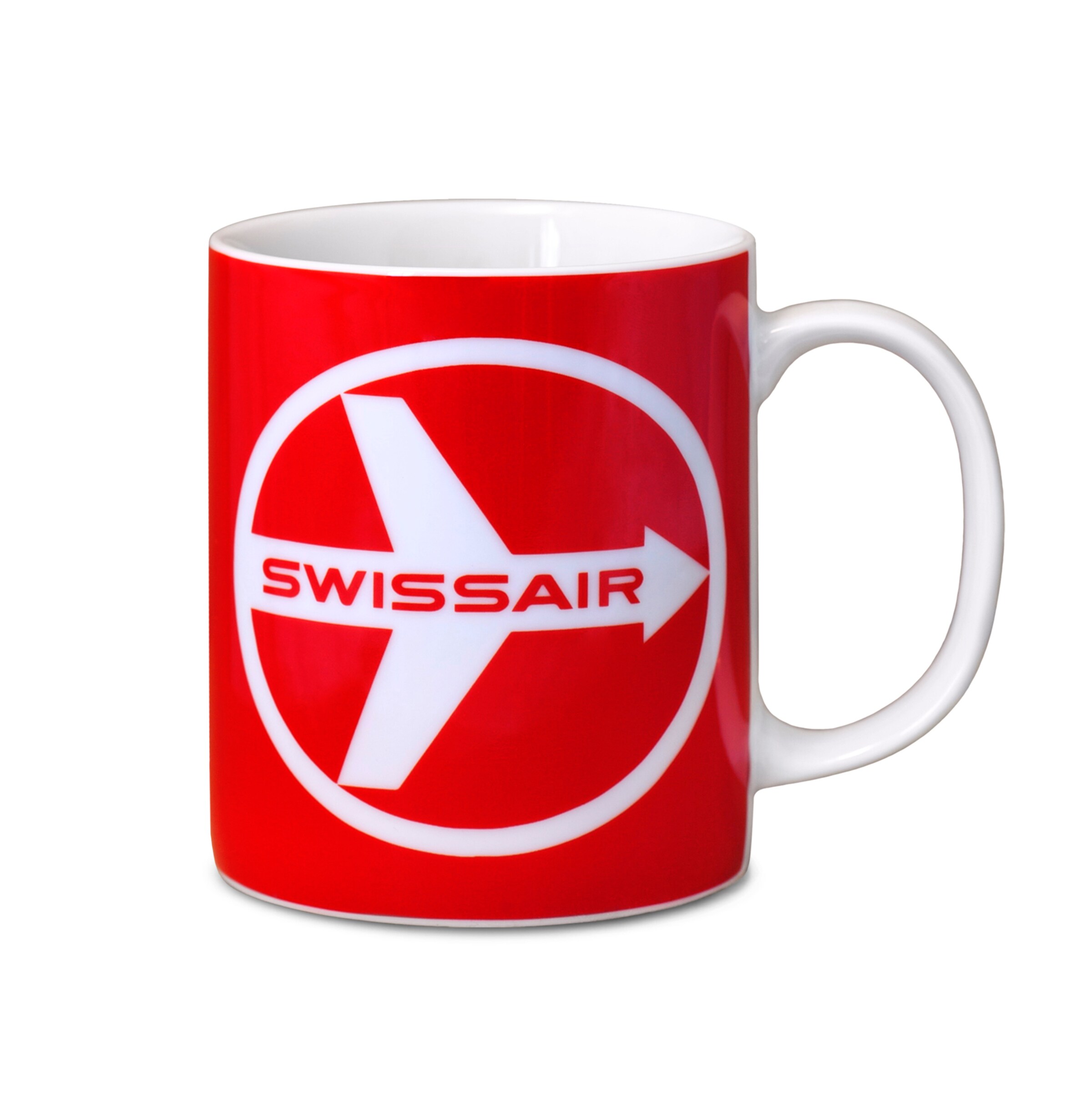 LOGOSHIRT Tasse 'Fly There By Swissair' in Rot: Vorderseite