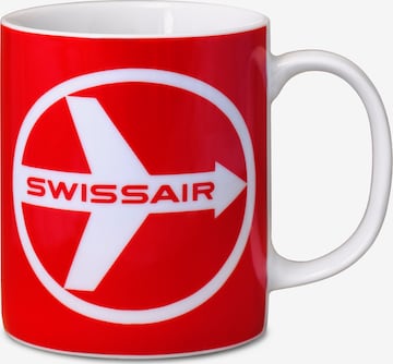 LOGOSHIRT Cup 'Fly There By Swissair' in Red: front