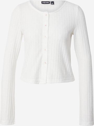 PIECES Πλεκτή ζακέτα 'PCSOURTNEY' σε λευκό: μπροστά