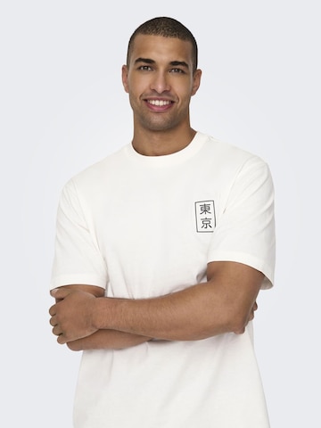 T-Shirt 'KACE' Only & Sons en blanc