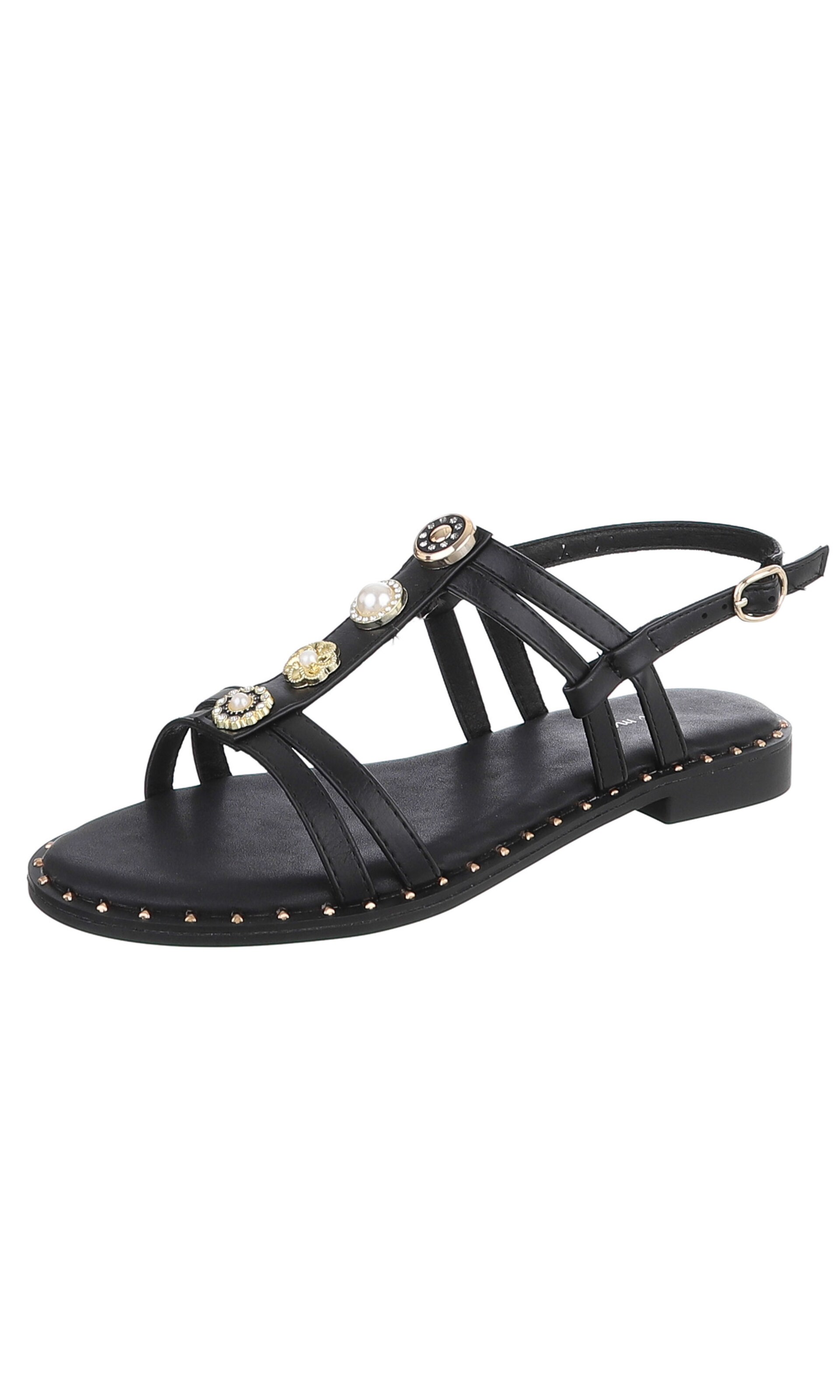 Ital-Design Strap Sandals in Black: front